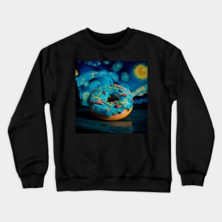 Funny Donut, Junk Food, Van Gogh Sugary Night Crewneck Sweatshirt